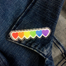 Load image into Gallery viewer, SRS1029 - Rainbow Hearts Acrylic Pin