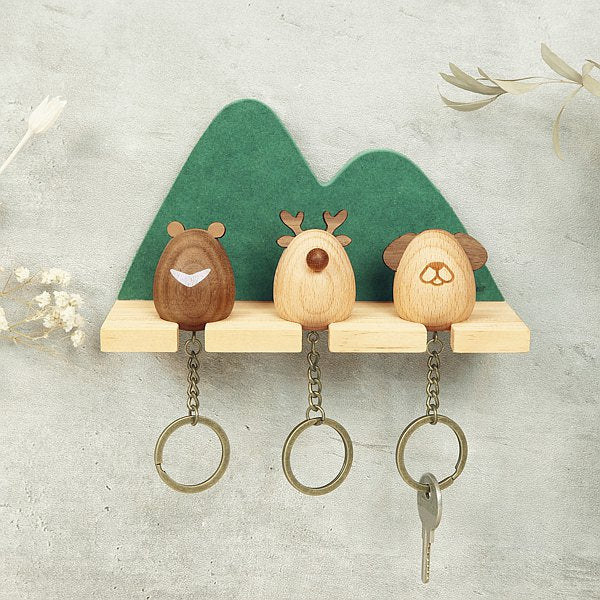 Lucky Animals Key Rack & Keychains (Wooden)